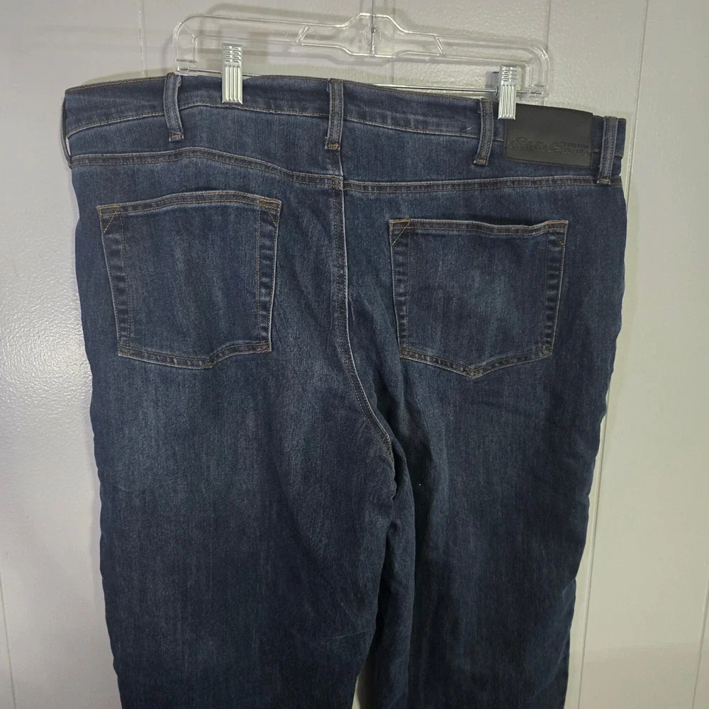 Eddie Bauer Men's 40x34 Flannel Lined Straight Fit Jeans Blue Buffalo Plaid Warm